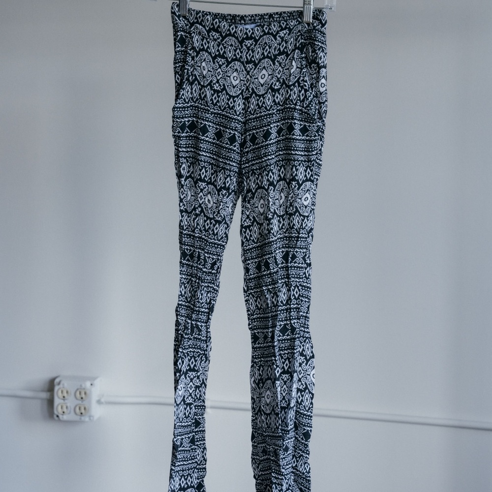 Patterned Black and White Women's Pants